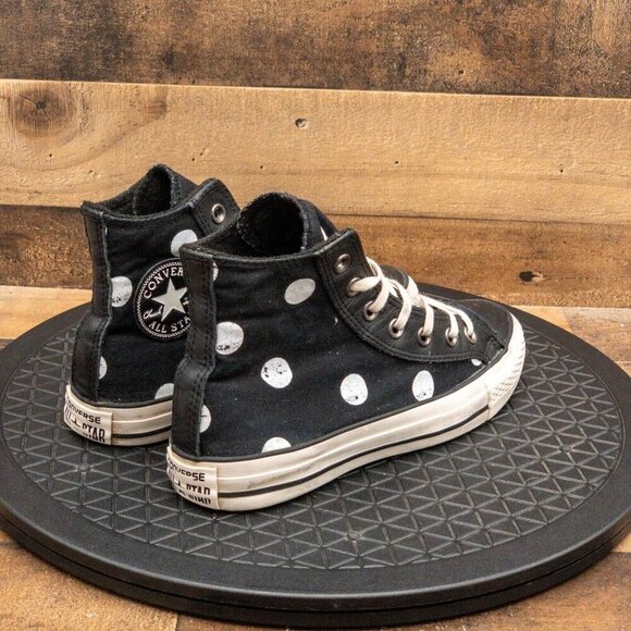 CONVERSE ALL STAR POLKA DOT WOMENS ATHLETIC SHOES BLACK WHITE HIGH SIZE 7 - Picture 8 of 9